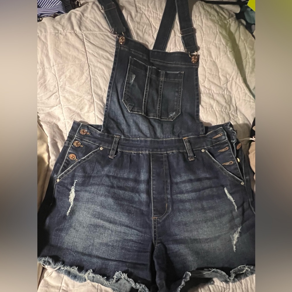 Denim shortalls- size large